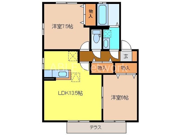 リビングタウン弥生が丘Ｂ棟の物件間取画像